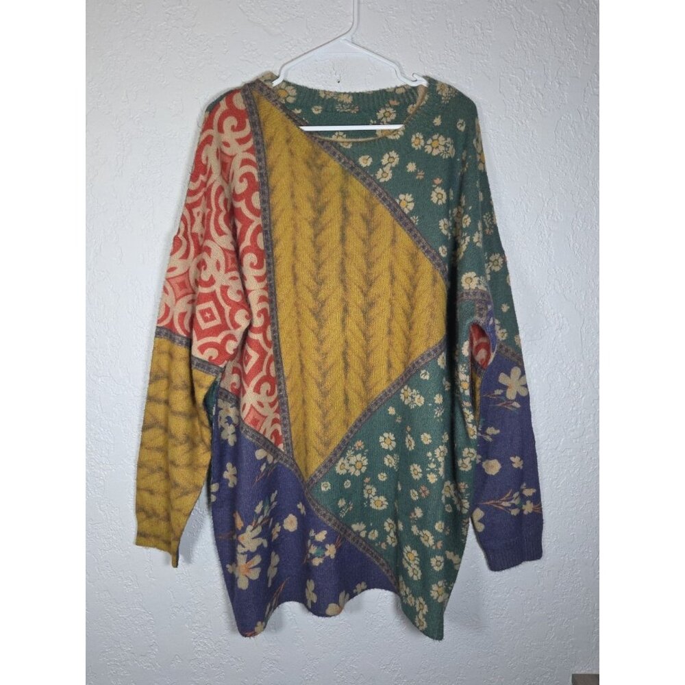 Togputel Crew Neck Patchwork Pattern Cotton / Woo… - image 2